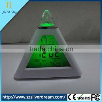 7 color light changing LCD clock with alarm colok