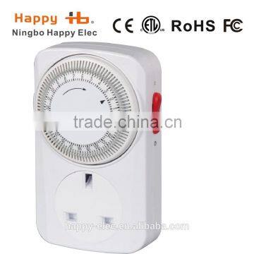 UK PLUG, HE05M,24 HOUR daily ON AUTO, Min. Timer switch, programmable outlet mechanical daily timer