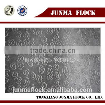 Junma dark grey rose flower pattern China textile flock fabric sofa cleaner spray