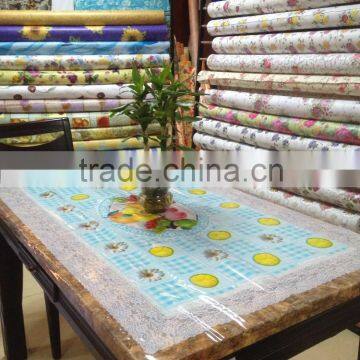 2015 Newest transparent printed all-in-one plastic table cloth piece/roll