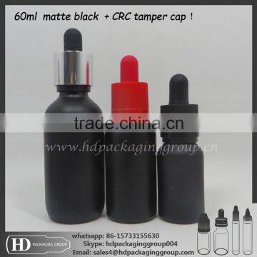 free sample 60ml black matte e liquid ejuice glass dropper bottle with paper tube