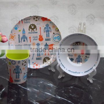 3pcs melamine plate, bowl, cup dinner set