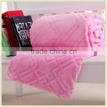 Hot Sales Bedding Extra Soft Coral Fleece Blanket Pink Color