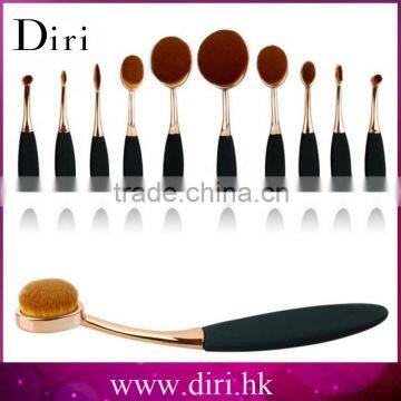 2017 Custom Logo Makeup Brushes Rose Gold Painting Oval Brush Set Tooth Makeup Brush Set 10pcs photo-3