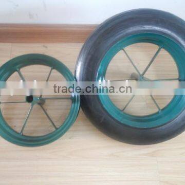 Wheelbarrow metal spoke rim with long hub