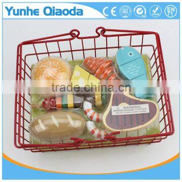 Wooden Food Lunch Basket Set for Years of Play Wooden 9 Piece Food Basket photo-3