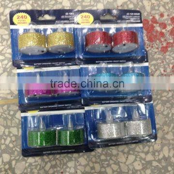 Christmas Glitter Battery Powered LED Tea Lights flameless Flickering 2 Pack flicking led gliter tealight candles