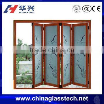 CE certificate aluminium frame insulated glass exterior folding door