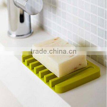 Bathroom Silicone Shower Soap Tray Dish Storage Holder