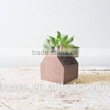 House Planter Pot - Wooden Herb Succulents Box Container Succulent Flower Wooden Planter Handmade Air Plant