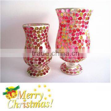 Fabulous Large Wedding Vase Red Yellow Glass Decorative Goblet Blown Mosaic Glass Vases