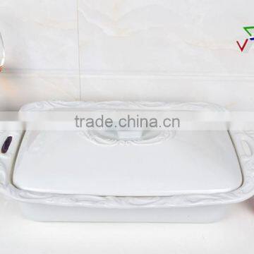 14.5" Square Porcelain Bakeware With Lid photo-2