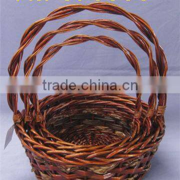 Round Dark Willow Basket Set of 3