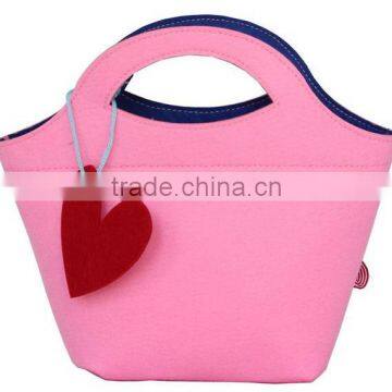 chinese products fashion custmized logo eco friendly handmade felt non woven women hand shopping hand bag lady tote bag