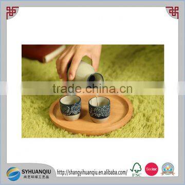 VINTAGE OVAL WOODEN DIP SNACK SERVING TRAY 12" DIAMETER photo-3