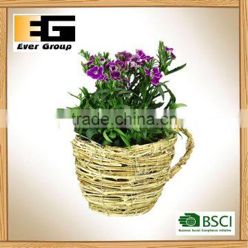 Handmade Natural Rattan Flower Pot Decor Garden Planter photo-6
