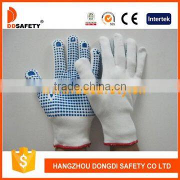 13 Gauge Nylon Gloves With Blue PVC Dots One Side Working Gloves