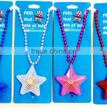 4th of july party supplies custom blinking star pedant beads flashing light up necklace for independence day