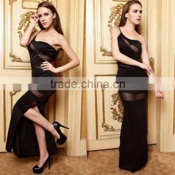 High quality sexy party dresses,ladies One shoulder strap sexy maxi evening dress