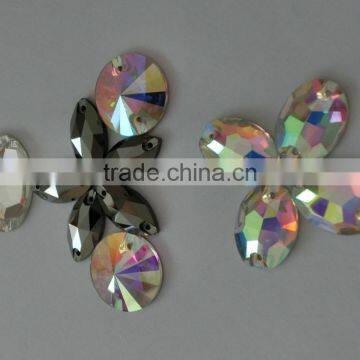 ab Color Oval Sew-on Crystal Lead Free Glass Bead Flat Back for Clothing photo-2