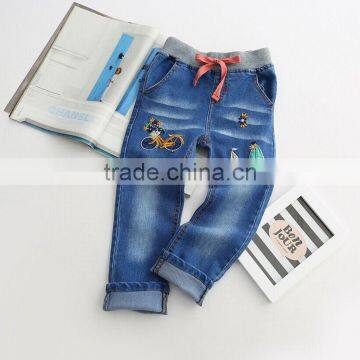 Car Sailing Embroidery Waist Denim Trousers photo-3