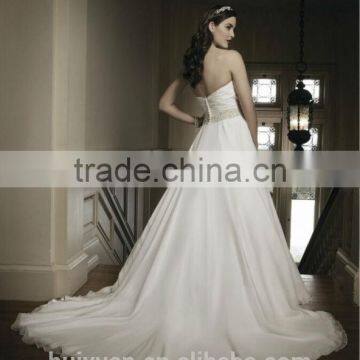 New Sexy White Ball Gown Sleeveless Flowing Chiffon Beach Wedding Dress photo-2