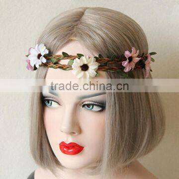 Handmade Cute Rabbit Ear Hair Band With Leaf Decorative Headband for Girls photo-6