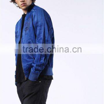 MGOO Foshan Factory Baseball Style Bomber Jackets Custom Embroidery Denim Jackets Zip Up Blue Long Sleeves Coat photo-4