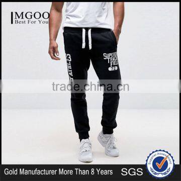 Custom Print Slim Fit Joggers With Cuffed Hem Men Gym Pants With White Drawstring