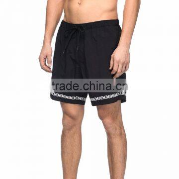 Black And White Nylon Elastic Waist Board Shorts Customize Chain Link Screen Print Graphics Swim Shorts 100% Nylon Zipper photo-2
