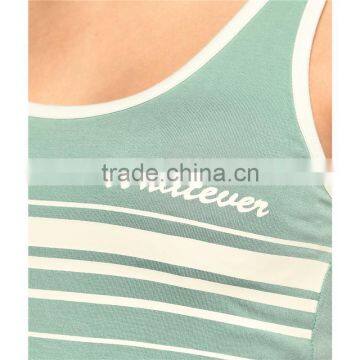 MGOO Fashion Low Cut Neck Slim Fit Ladies Crop Top Custom White Stripe Printing Gym Tank Top photo-2
