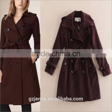 Latest Mode Femme No Hooded Top Jacket Winter 2016 Women Trench Coat