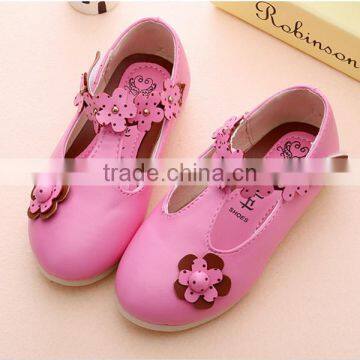 F10063E Wholesale china cheap dress shoes for girls korean style 2-12 years girls flower dance shoes