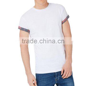 Custom Promotional Round Neck Plain White Men Rolled Sleeve t Shirts photo-4