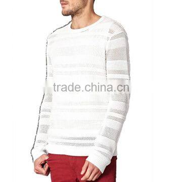 Custom Pierced White Pullover Man Winter Sweater photo-2