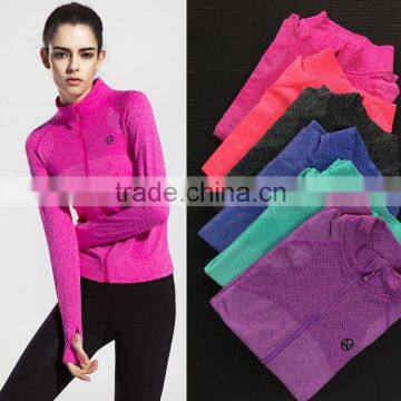 Wholesale custom women dry quick gym yoga sportwears full zip sweatshirts cool sportswear