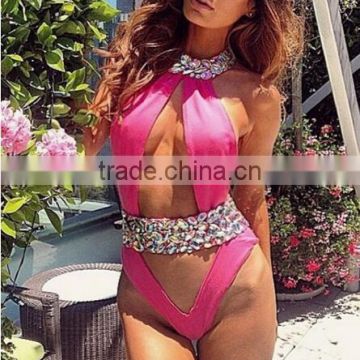 M860 Runwaylover2016 ladies sexy dazzling diamond bikini one piece swimwear