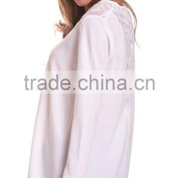 100%Polyester Long Sleeve Woman Blouse 2015,women Tank Tops in White photo-5