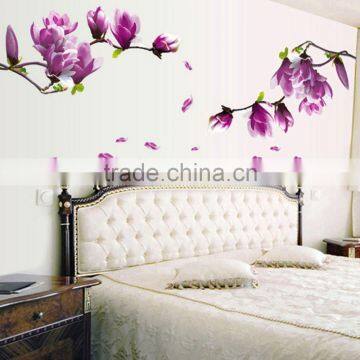 2016 Hot Sale Exquisite Elegant Magnolia Flowers Removable Art Vinyl Mural TV Backdrop Home Room Decor Wall Stickers photo-2