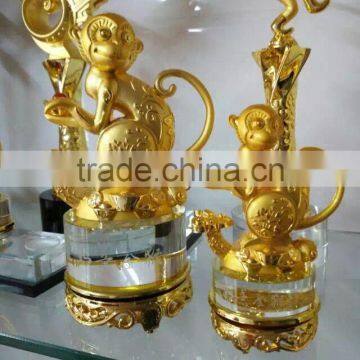 NEW Style High Quality Beautiful Gold Plated Monkey With Crystal Base For Business Gift photo-4