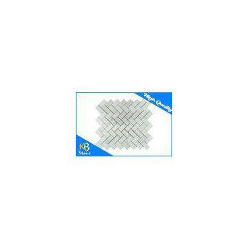 Herringbone White Carrara Mosaic Marble Tile Mesh Mounted for Kitchen or Shower Room