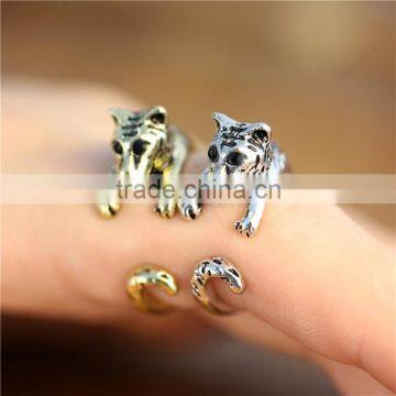 Silver Bronze Plated Tiger Knuckle Ring Animal Open Mouth Unisex Rings