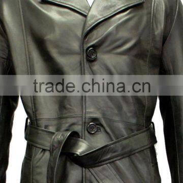 Men Leather Long Coat photo-2