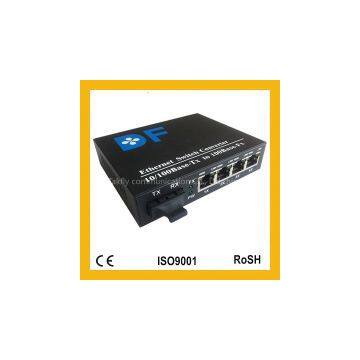 1000Base IP Single Mode Duplex fiber Four RJ45 Media Converter