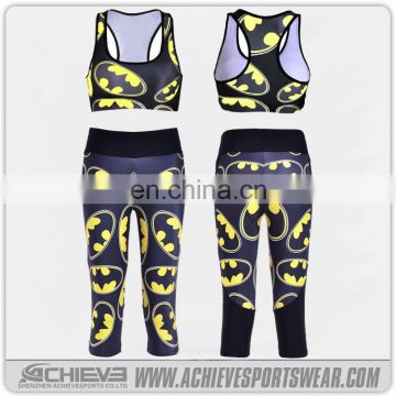 sports sublimation printing man/woman lycra spandex tights gym yoga pants