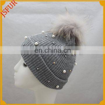 Quality Primacy Bobble Custom Winter Hats Racoon Fur Hat