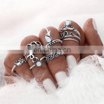 10x Vintage Rings Tribal Ethnic Knuckle Hippie Stone Joint Ring Set Jewelry