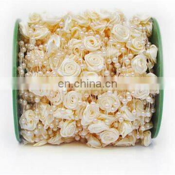 30meters/roll 4mm Handmade Rose Flower Fish Line Garland Hanging Bead Chains Wedding Bridal Hair Accessory photo-2