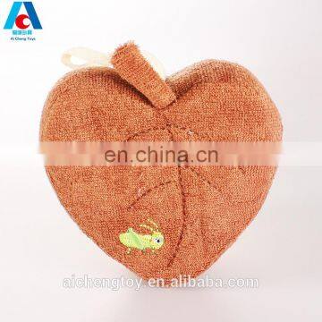 dongguan manufacturer custom high quality leaf shaped plush kids bath mitt toy