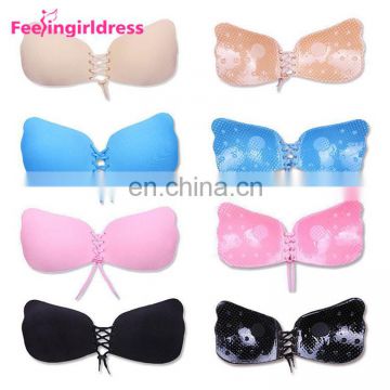 Wholesale 4 Color Invisible Push Up Strapless Shelf Backless Bra